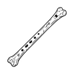 Ancient Bone Flute Outline Icon - Primitive Musical Instrument Line Art © Pragmatic Earth
