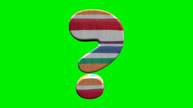 Fabric striped question mark on green screen background