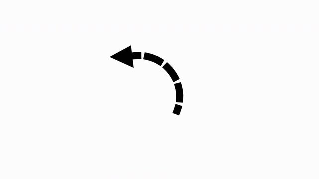 White arrow rotates against a dark background indicating direction and movement