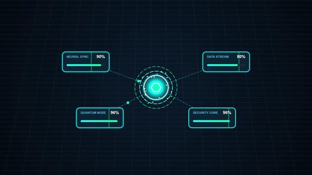 Futuristic Enterprise AI Ecosystem Holographic Data Analytics Loop Animation