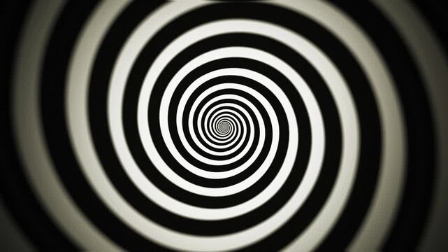 Black and White Spiral Abstract Background with Hypnotic Circular Rings, Optical Illusion, 3D Swirl Pattern, Geometric Design and Modern Artistic Wallpaper