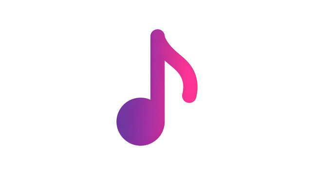 Vibrant Pink and Purple Gradient Music Note Icon on White Background