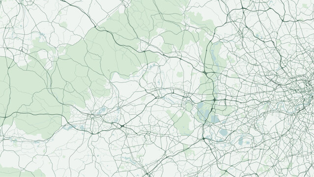 Modern minimalist vector map of Maidenhead, England, UK. Scalable Thames Valley street grid, River Thames, Sounding Arch bridge, High Street, M4 corridor, and rail link for wall art print posters.