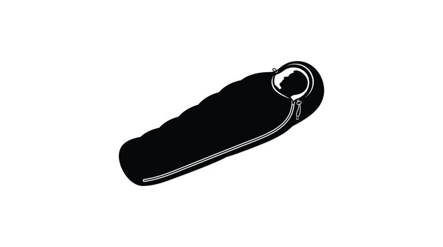 Sleeping bag with headrest detail black silhouette