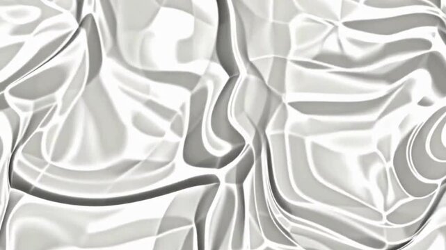 White silky fabric ripples moving smoothly across the digital screen displaying elegant glossy texture and soft lighting throughout the continuous looping motion 