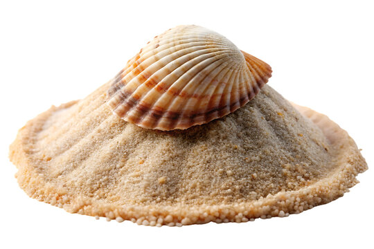 Seashell on sand against black background ocean