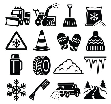 Winter weather preparedness essential tools and symbols for safe navigation and snow removal