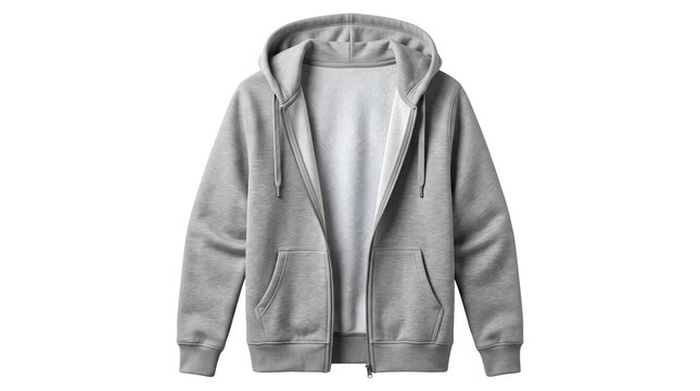 Casual grey zip up hoodie sweater for men