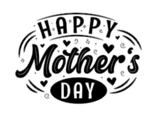 Happy Mothers Day hand drawn typography design with halftone dot texture effect transparent background © AbstractZone