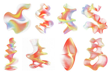 Obraz premium PNG Abstract colorful 3D gradient organic shapes collection, transparent background