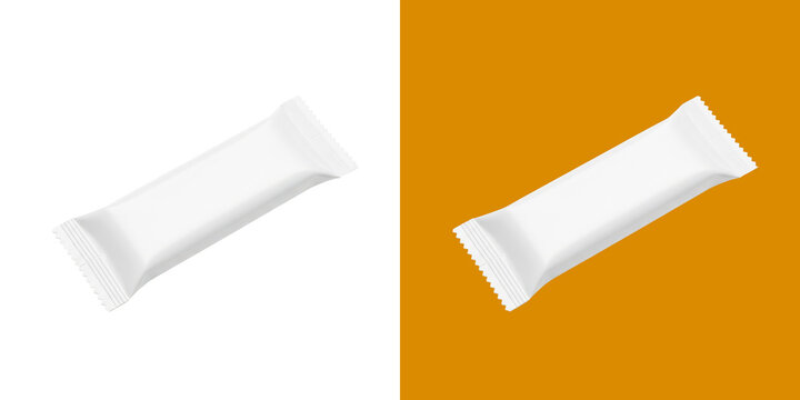 Blank white snack bar food packaging wrapper mockup for product design transparent png