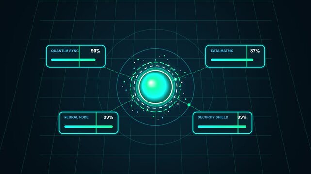Quantum Neural Matrix and Glowing Plasma Core Cyber Technology Loop Animation