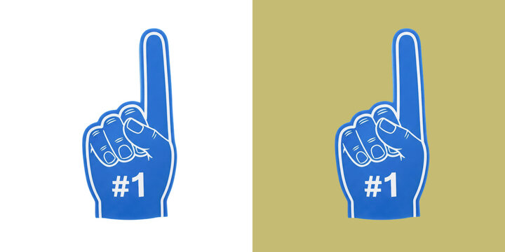 Blue foam finger sports fan sign with number one graphic