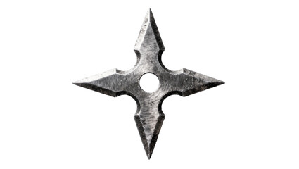 Metal shuriken weapon with sharp points, isolated on transparent background © Cian