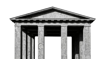 Classical stone colonnade with triangular pediment, isolated on transparent background © Cian