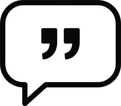 Speech bubble quotation mark icon line vector illustration isolated on white background for feedback citation testimonial text message