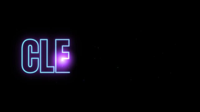 Glowing Neon Clearance Sign Animation with Tracing Light Beam on Black Background for Retail Promotion
