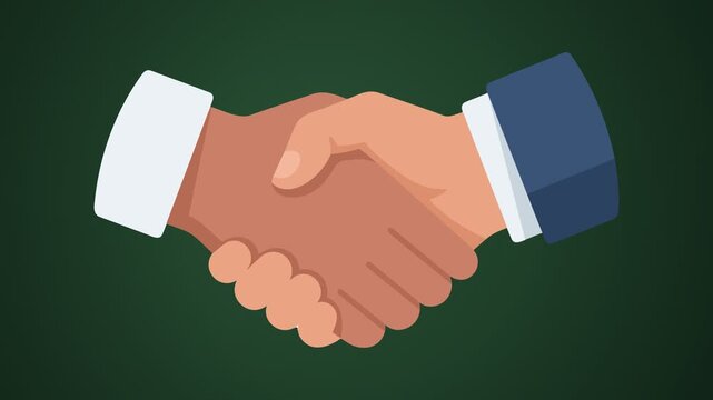 Two simplified hands handshake