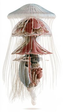 Detailed anatomical model of a jellyfish showing internal organs and musculature