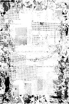 Glitch distorted grungy isolated layers . Design element for brochure, social media, posters, flyers. Overlay texture.Textured banner with Distress effect .Vector halftone dots . Screen print texture
