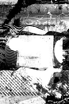 Glitch distorted grungy isolated layers . Design element for brochure, social media, posters, flyers. Overlay texture.Textured banner with Distress effect .Vector halftone dots . Screen print texture