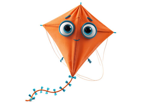 3D Animated Orange Kite Character With Tail