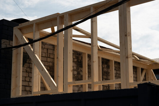 Newly built wooden house frame