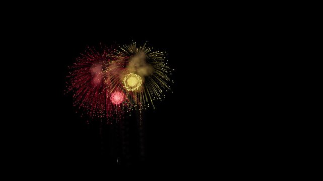 Grenada Flag Color Fireworks Right Copy Space 3D Animation