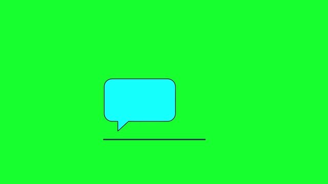 Blue speech bubble icon on green screen background