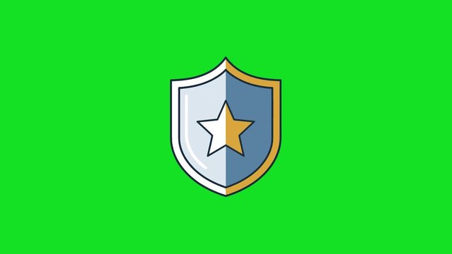 Shield icon with a gold star on green background.