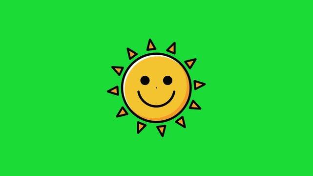 Yellow happy smiley face icon on a green background.
