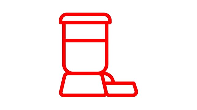 Red automatic pet feeder icon on white background