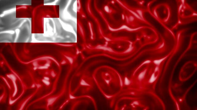 Waving flag of tonga with a glossy, liquidlike texture and dramatic lighting effects