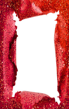 decorative red wrapping paper ripped open, transparent background