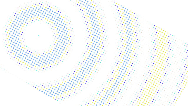 Abstract background, with concentric circular, patterns made of, small yellow and, blue dots on, a dark black, background creating a, ripple effect isolated on a transparent background