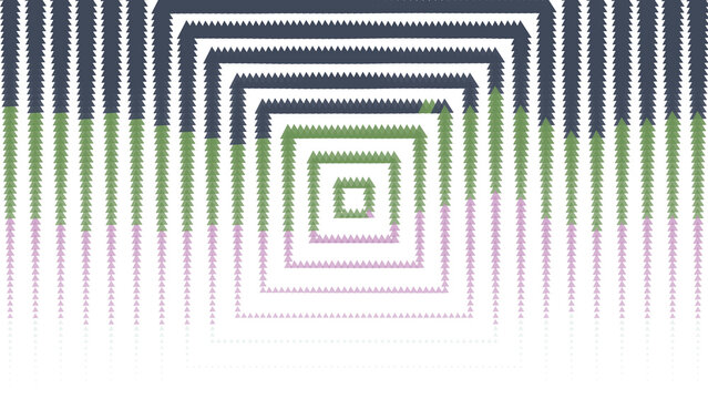 Abstract background, with concentric square, frames in gray, green and pink, on a black, backdrop for digital projects isolated on a transparent background