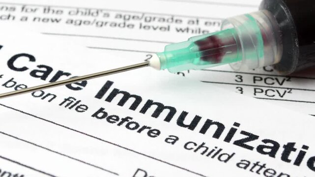 Child care immunization record document