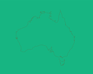Australia map outline on green background © DesignWithSarwar 