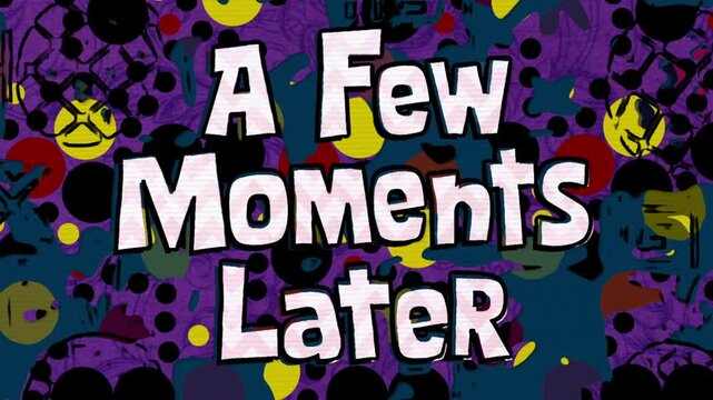 A Few Moments Later Text Graphic With Tropical Pineapple Pattern In Pop Art Style