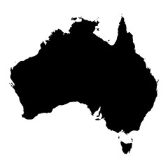 Black silhouette map of australia isolated on transparent background © Ali