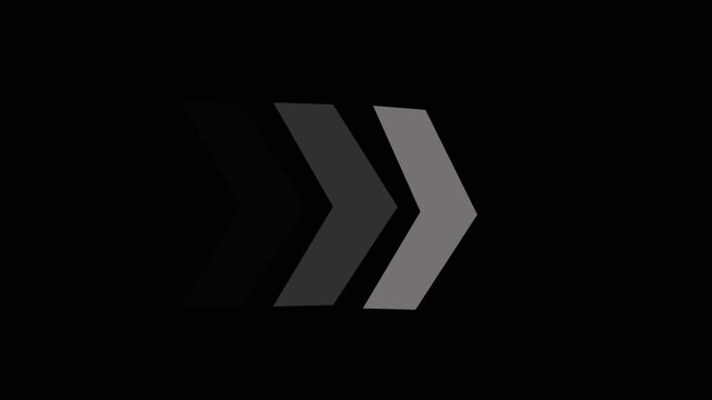White chevron arrow icon pointing left on black background a crisp shape towards the against a solid