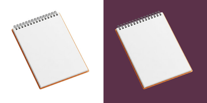 Blank spiral notebook with orange cover for writing and notes top view transparent png