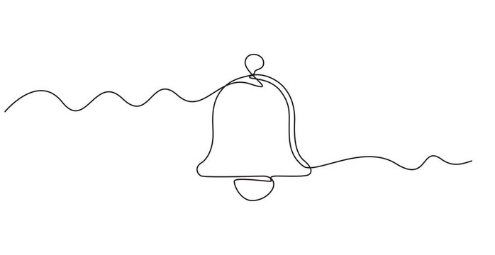 Animated illustration. Continuous one line silhouette of bell. Hand-drawn minimalist style. Line sketch drawn by hand. Christmas concept. 4K video,  Christmas bells 4k video