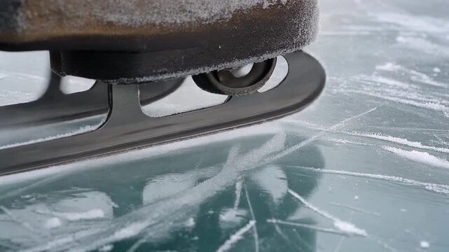 Frost forming on an ice skate blade