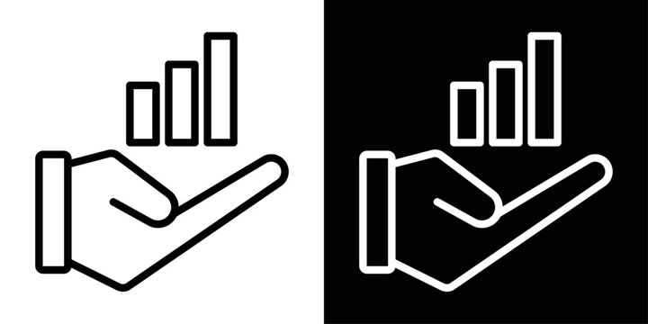 A clean and modern advantage graphic in two styles &mdash; outline and solid black. Ideal for representing competitive advantage, business benefits, strategic planning, success, performance, efficiency