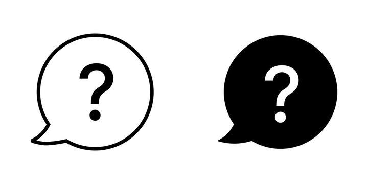 Black and white speech bubble icons with question mark symbols for communication and help design