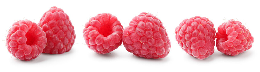Fresh raspberries isolated on white, set. Summer berry © New Africa