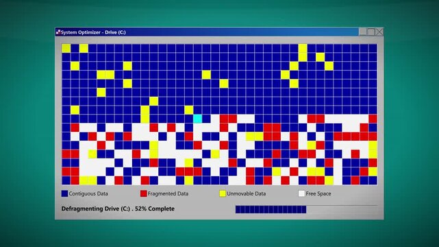 Computer Disk Defragmentation Progress Bar Interface