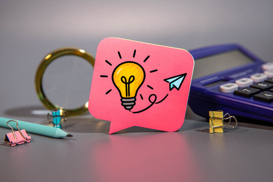 Creative Idea Launch Concept with Light Bulb and Paper Plane.