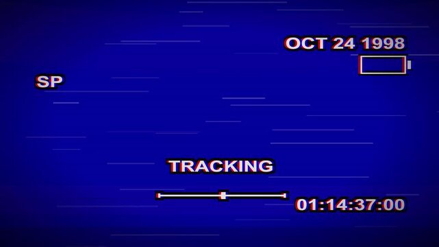 Retro VHS Camcorder Screen Overlay with Tracking and Time Stamp